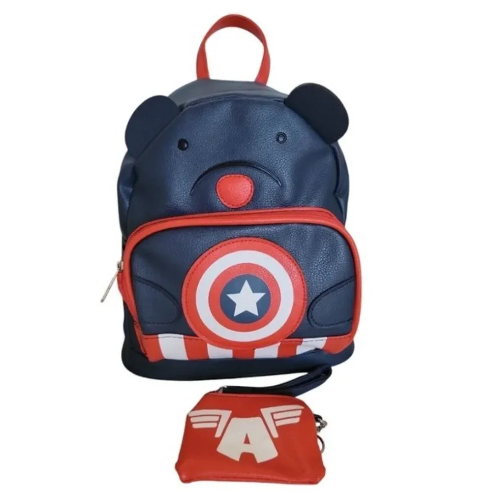 Marvel Captain America Bear Mini Backpack Coin Pouch Bag Women's Woman's